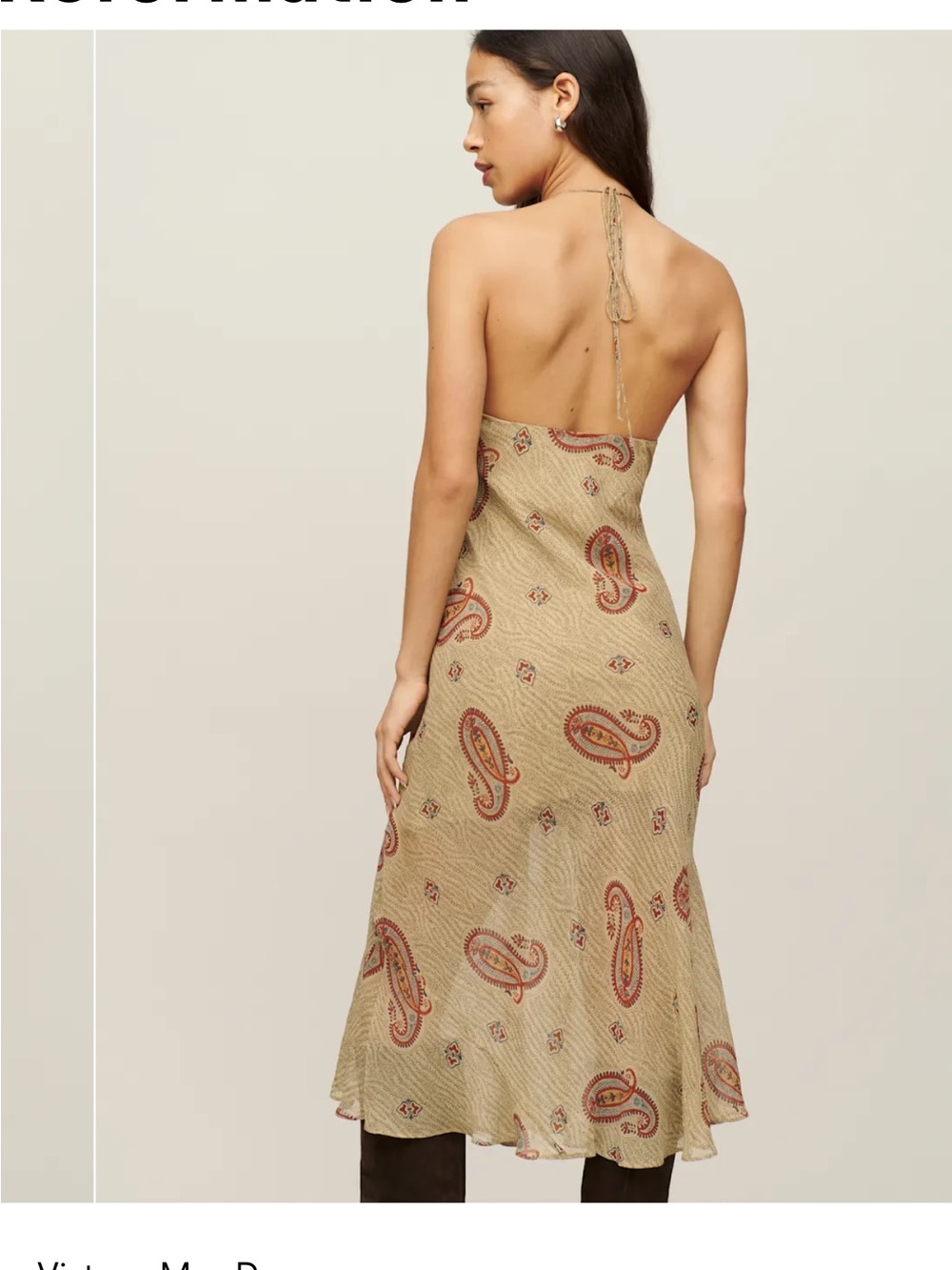 Lauren Ralph Lauren Beige Paisley Slip Midi Dress with Rust Accents - Picture 2 of 16